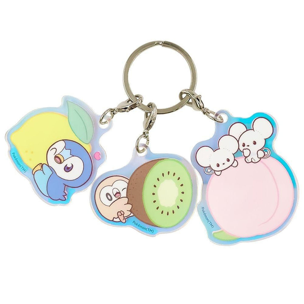 Pokemon Center Original Acrylic Keyholder Piplup, Rowlet, Tandemaus- PokePeace